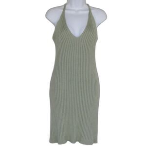 LULU'S Knit Dress, L, Ribbed, Spaghetti straps, Scoop neck, Green